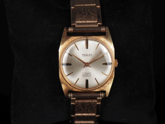 Vente aux enchères THALES, Incabloc Ref. 10885 Montre bracelet en métal doré.  Cadran ron