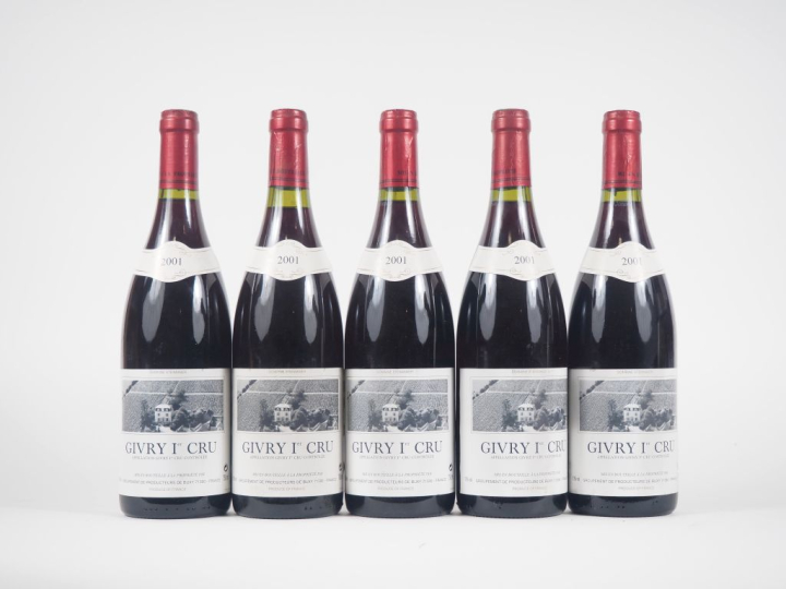 5 BOUTEILLES GIVRY 1er CRU DOMAINE STEINMEAIER - 2001