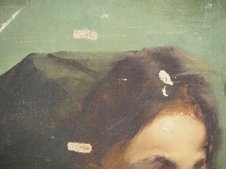 Louise de HEM.  "portrait de fillette" Huile sur toile, signée en haut