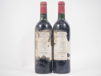 Vente aux enchères 2 BOUTEILLES CHÂTEAU MARQUIS DE TERME GCC MARGAUX : 1 DE 1980 - EA / 1