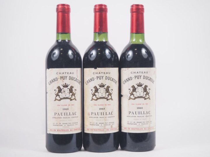 3 BOUTEILLES CHÂTEAU PUY DUCASSE GCC PAUILLAC - 1982 - 1 BG/1 LB/ELA
