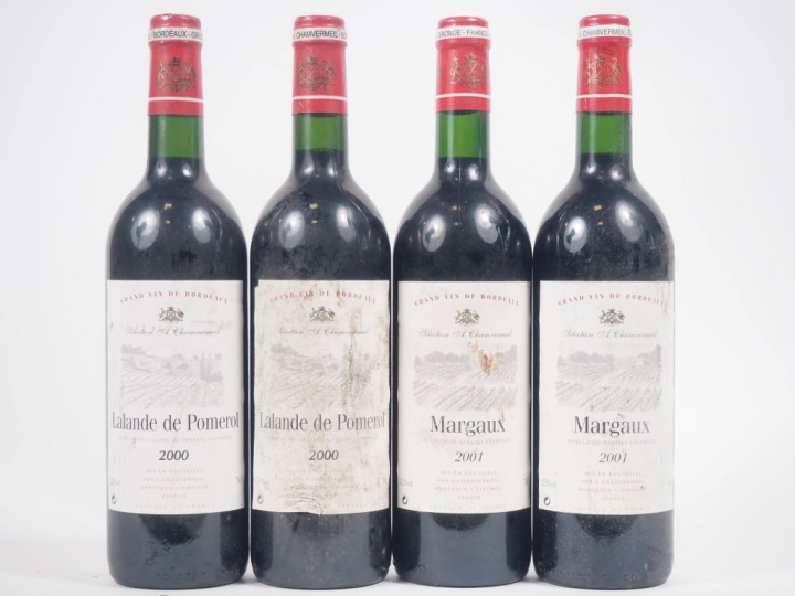 4 BOUTEILLES SÉLECTION A. CHAMVERMEIL : 2 LALANDE DE POMEROL  - 2000 -