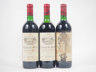 Vente aux enchères 3 BOUTEILLES CHÂTEAU DES MOINES LALANDE DE POMEROL : 1 DE 1989 - BG / 