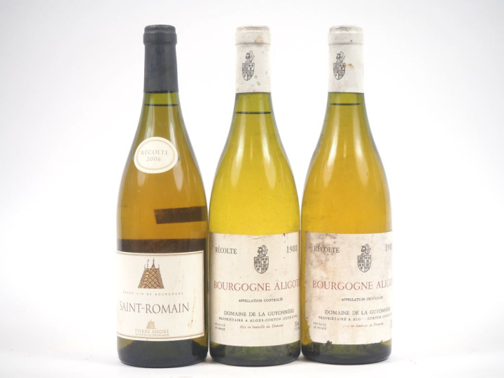 3 BOUTEILLES : 1 ST ROMAIN PIERRE ANDRÉ 2006 / 2 BOURGOGNE ALIGOTÉ DOM