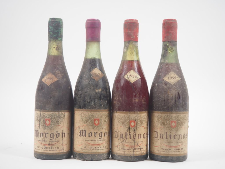 4 BOUTEILLES : 2 MORGON - 1959 - BS / 2 JULIÉNAS - 1959 - BS 