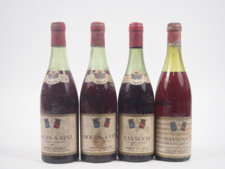 Vente aux enchères 4 BOUTEILLES NAMONT DE MARCY 1963 : 2 MOULIN A VENT - BS / 2 SAVIGNY  