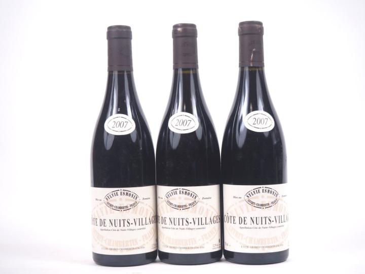 3 BOUTEILLES CÔTE DE NUITS VILLAGES SYLVIE ESMONIN - 2007 