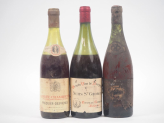 Vente aux enchères 3 VIEILLES BOUTEILLES : 1 GEVREY CHAMBERTIN PASQUIER DESVIGNES - 1972 
