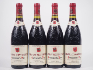 Vente aux enchères 4 BOUTEILLES CHÂTEAUNEUF DU PAPE CHÂTEAU MONT REDON - 1990
