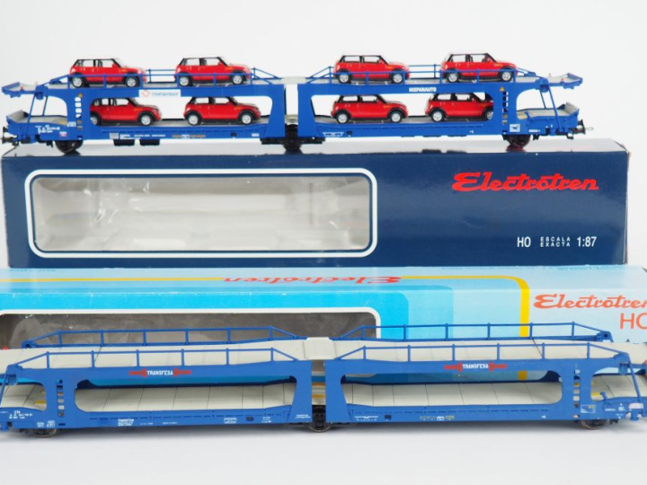 Matériel roulant Ho ELECTROTREN Lot de 2 wagons porte 15voitures dont 