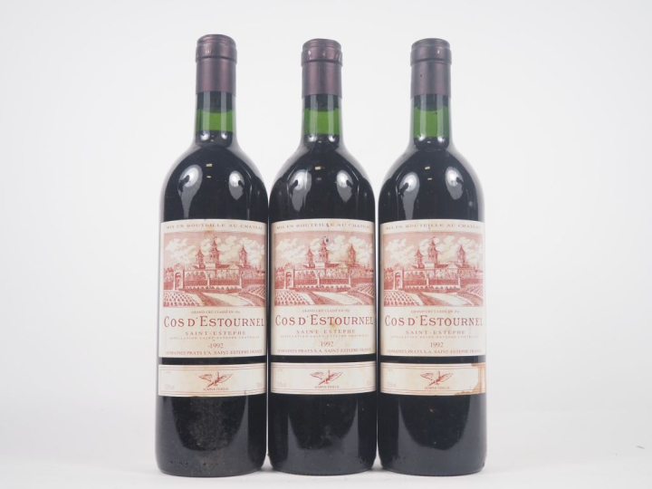 3 BOUTEILLES COS D'ESTOURNEL GCC ST ESTÈPHE  - 1992 - ET 