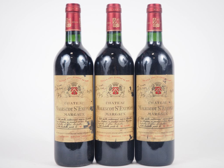 3 BOUTEILLES CHÂTEAU MALESCOT ST EXUPÉRY GCC MARGAUX - 1995 - ES/EA 