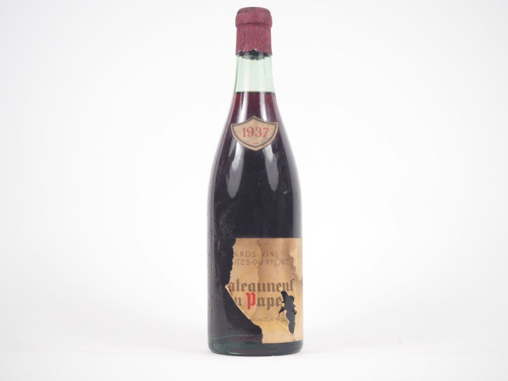 1 BOUTEILLE CHÂTEAUNEUF DU PAPE - 1937 - ÉTIQUETTE DÉCHIRÉE 