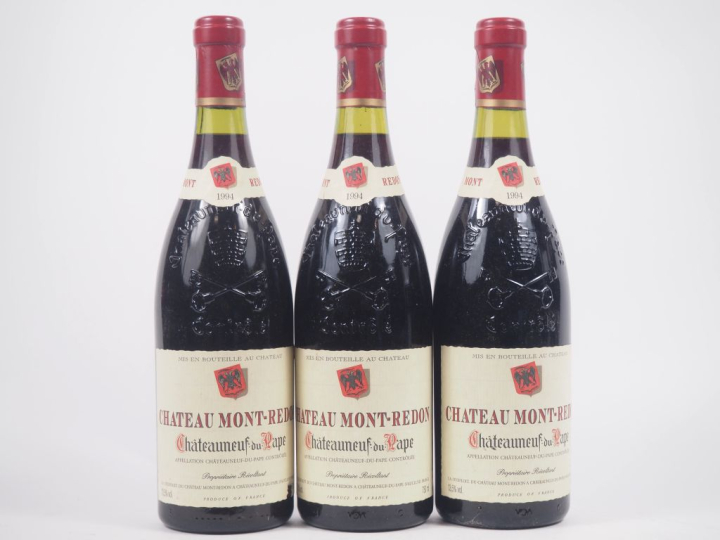 3 BOUTEILLES CHÂTEAUNEUF DU PAPE CHÂTEAU MONT REDON - 1994