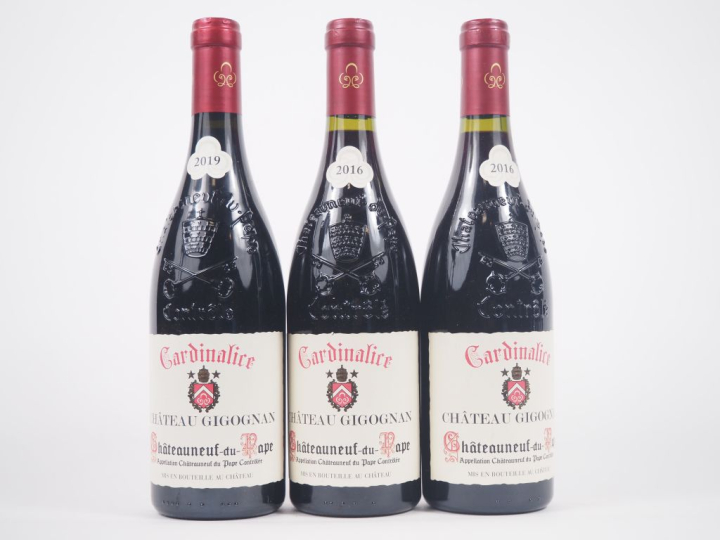 3 BOUTEILLES CHÂTEAUNEUF DU PAPE CHÂTEAU GIGOGNAN "CARDINALICE" : 2 DE