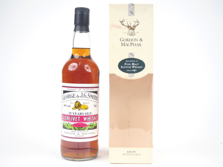 GLENLIVET 25 YEARS GORDON   MACPHAIL/GEORGE   J.G. SMITH'S - 46 %