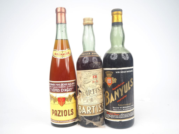 3 BOUTEILLES : 1 PAZIOLS / 1 BARTISSOL /1 BANYULS 