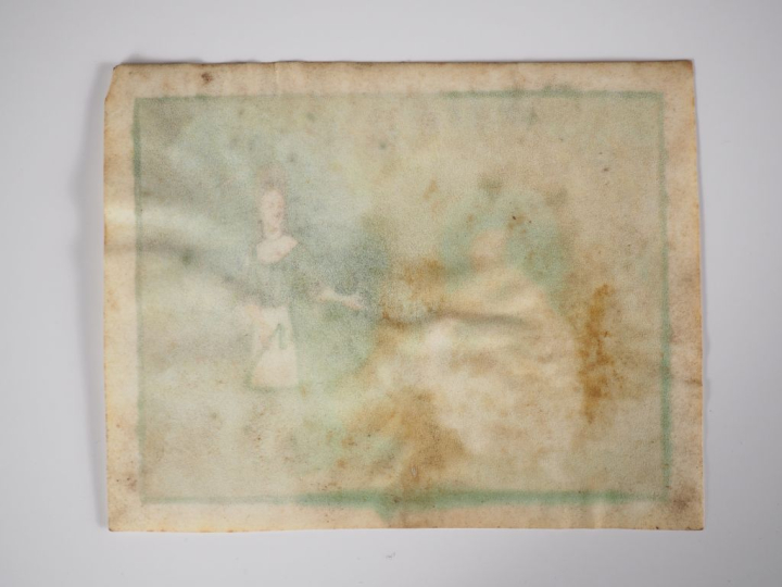 Ecole française XVIIème. "la tentation de Saint Antoine" Gouache sur v