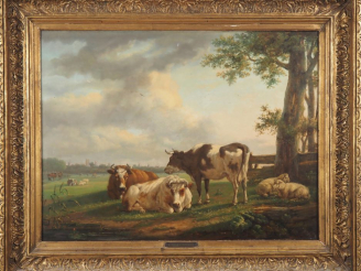 Vente aux enchères VERBOECKHOVEN. (attribué à) "Animaux" Huile sur toile Dim. 50,5 x 67 c