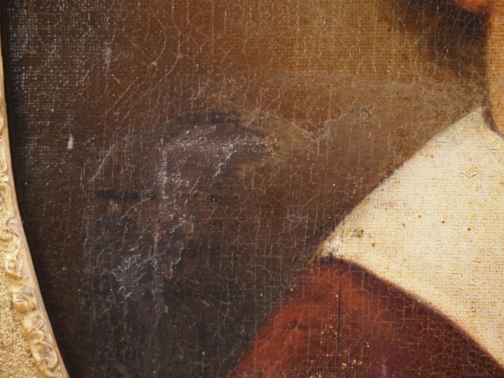 L. LEMARESQUIER.  "portrait d'enfant" Huile sur toile, signée en bas à