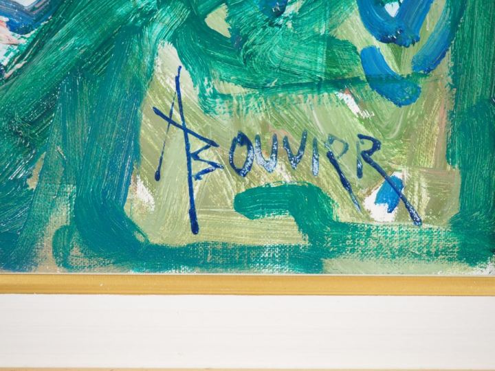 Armand BOUVIER.  "bouquet du jardin" Huile sur toile, signée en bas à 