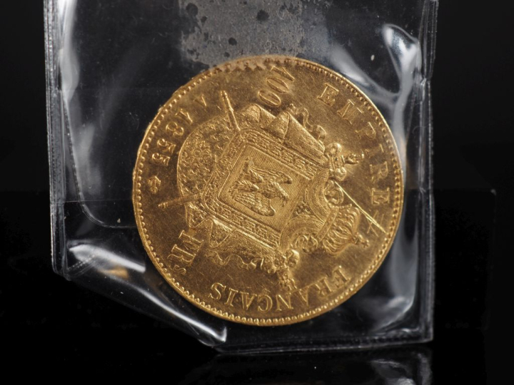 Pièce de 100 Francs or, Napoléon III Empereur, 1855-A.  FRAIS ACHETEUR