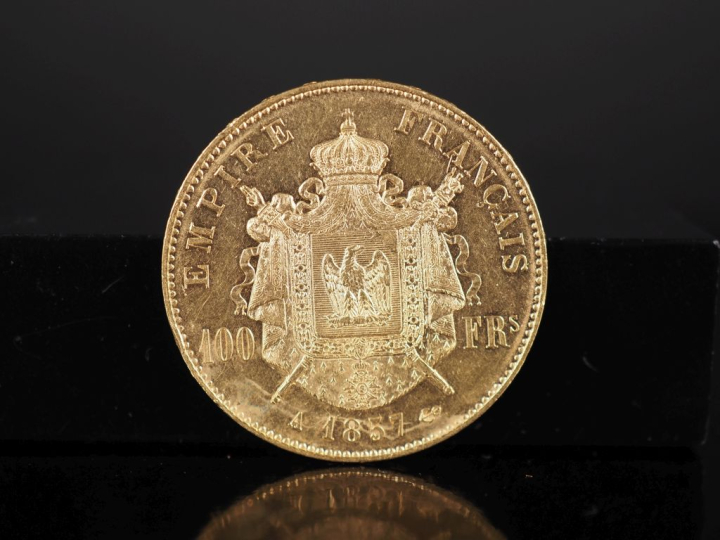 Pièce de 100 Francs or, Napoléon III Empereur, 1857-A.  FRAIS ACHETEUR