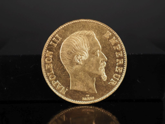 Vente aux enchères Pièce de 100 Francs or, Napoléon III Empereur, 1858-A. FRAIS ACHETEURS
