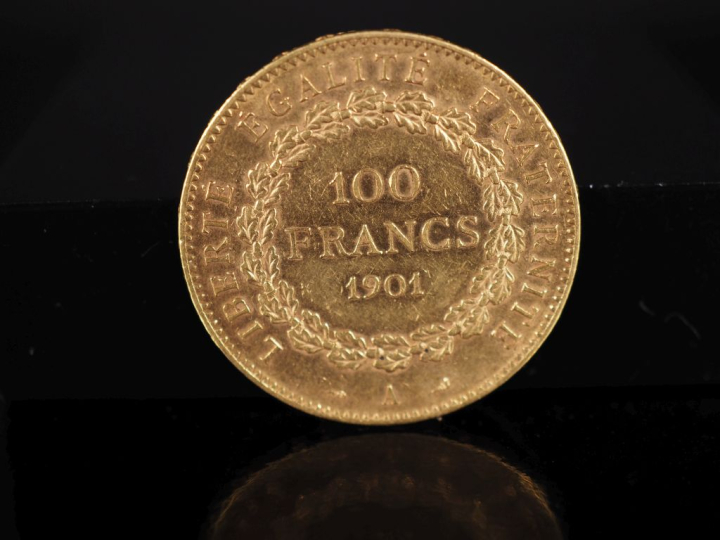 Pièce de 100 Francs or, République Française, 1901-A.  FRAIS ACHETEURS