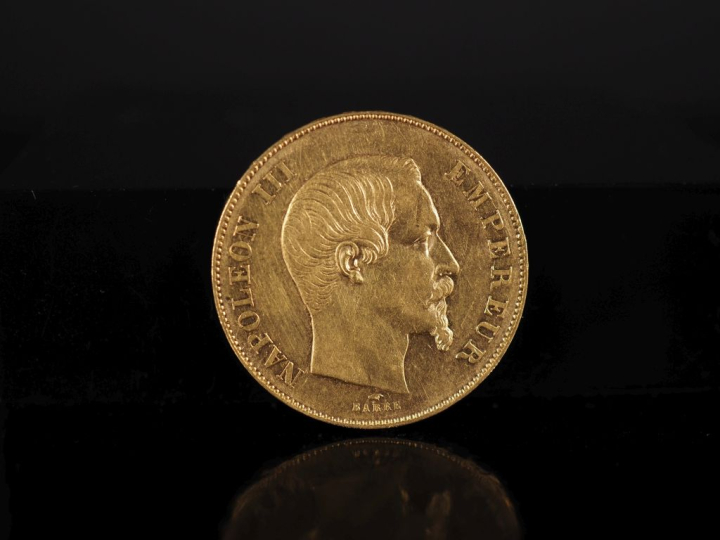 Pièce de 50 Francs or, Napoléon III Empereur, 1855-A.  FRAIS ACHETEURS