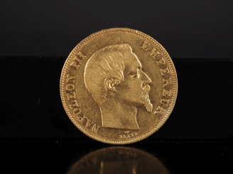 Vente aux enchères Pièce de 50 Francs or, Napoléon III Empereur, 1855-A. FRAIS ACHETEURS 