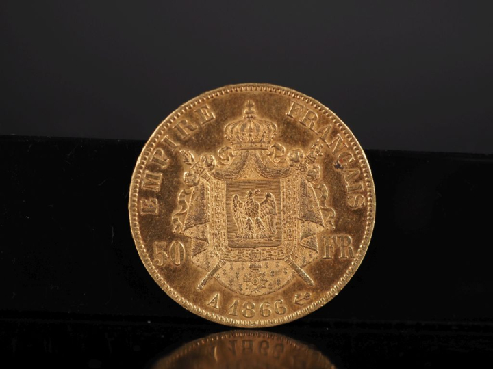 Pièce de 50 Francs or, Napoléon III Empereur, 1866-A. FRAIS ACHETEURS 