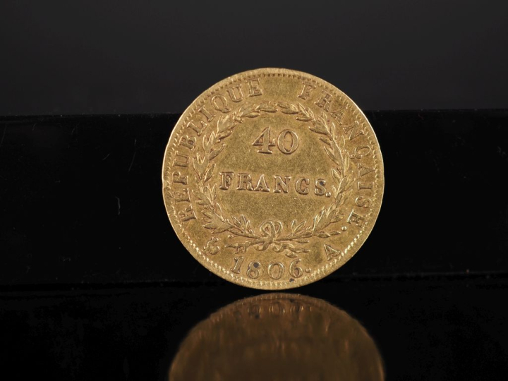 Pièce de 40 Francs or, Napoléon Empereur, 1806-A. FRAIS ACHETEURS 10% 