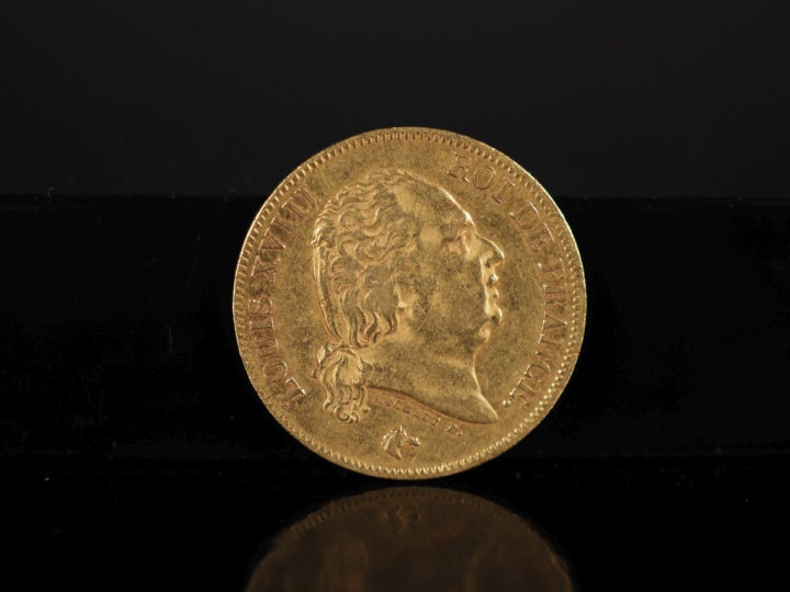 Pièce de 40 Francs or, Louis XVIII, Roi des Français, 1817-A. FRAIS AC