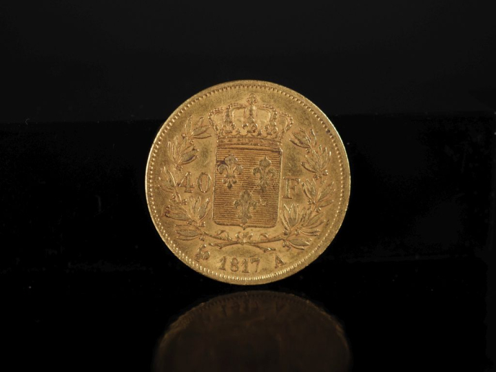 Pièce de 40 Francs or, Louis XVIII, Roi des Français, 1817-A. FRAIS AC