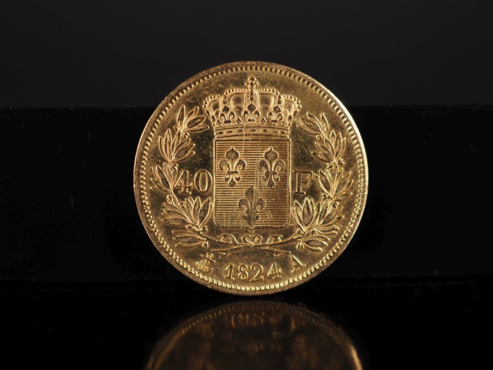 Pièce de 40 Francs or, Charles X, Roi de France, 1824-A. FRAIS ACHETEU