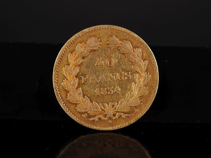 Pièce de 40 Francs or, Louis-Philippe I, Roi des Français, 1834-A. FRA