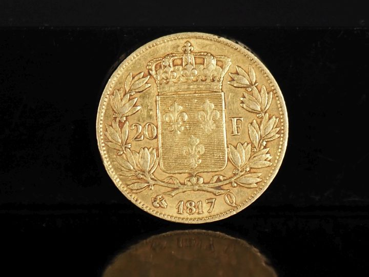 Pièce de 20 Francs or, Louis XVIII, Roi de France, 1817-Q. FRAIS ACHET