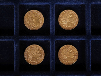 Vente aux enchères Quatre pièces de 20 Francs or, 1851-A.  FRAIS ACHETEURS 10% HT.