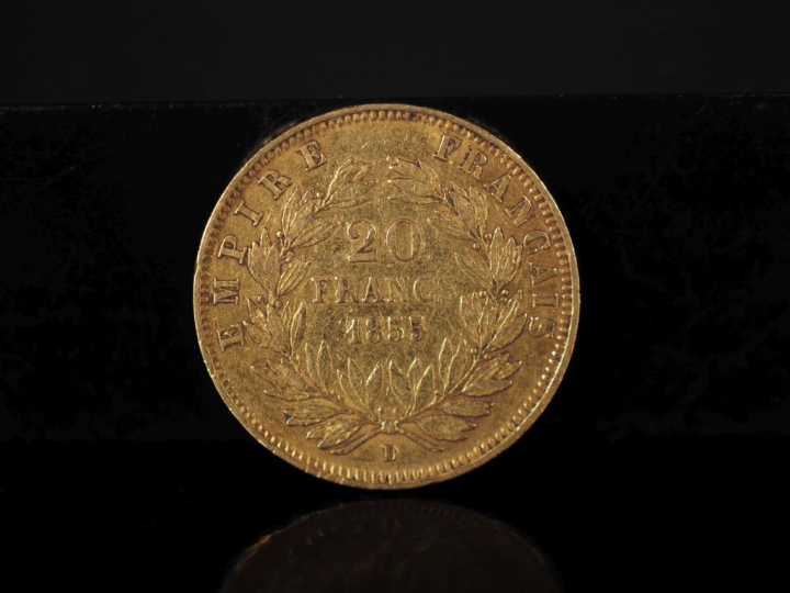 Pièce de 20 Francs or, 1855-D. FRAIS ACHETEURS 10% HT.