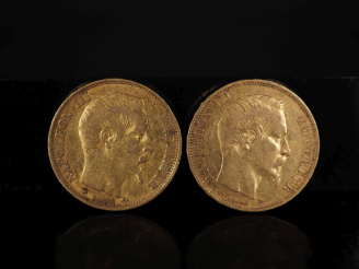 Vente aux enchères Deux pièces de 20 Francs or, 1858-A.  FRAIS ACHETEURS 10% HT.