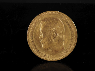 Vente aux enchères Pièce de 5 Roubles or, Nicolas II, 1898.  FRAIS ACHETEURS 10% HT.