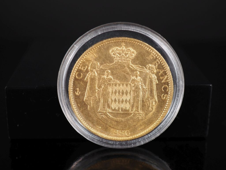 Pièce de 100 Francs or, Charles III, Prince de Monaco, 1886. FRAIS ACH