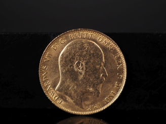 Vente aux enchères Souverain or, Edwardus VII, 1907. FRAIS ACHETEURS 10% HT.