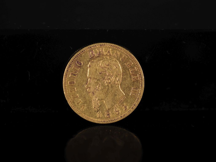 Pièce de 10 Lire or, Vittorio Emanuele II, Italie, 1863.  FRAIS ACHETE