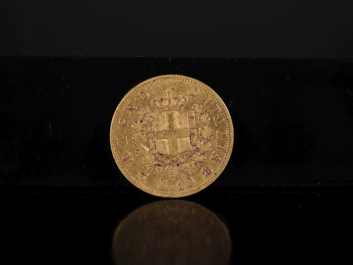 Pièce de 10 Lire or, Vittorio Emanuele II, Italie, 1863.  FRAIS ACHETE