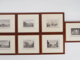 Vente aux enchères Suite de 7 lithographies en noir et blanc figurant des vues de villes 