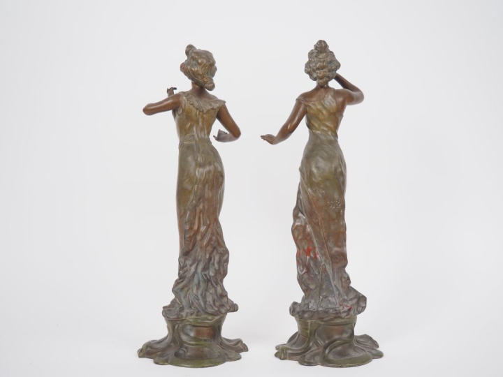 GRISARD.  "Coquette" et "Précieuse" Paire de sujets en régule polychro