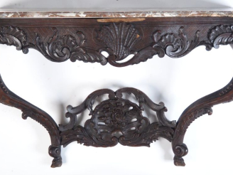 Vente aux enchères Console d'applique Napoléon III de style Louis XV en bois sculpté et v