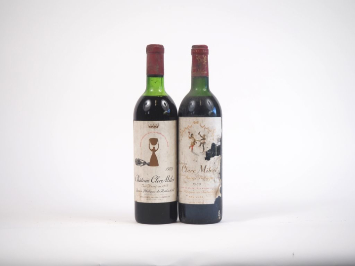2 BOUTEILLE CHÂTEAU CLERC MILON GCC PAUILLAC : 1 DE 1973 HEP - 1 DE 19